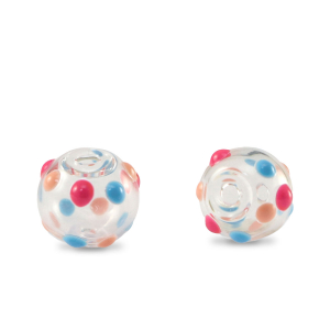 Perline di vetro dipinte a mano 8mm trasparente-rosso blu