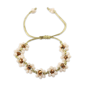 Bracciali con perline sfaccettate fiore rosa loto-marrone topazio