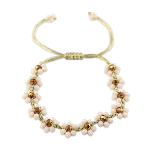 Cavigliere con perline sfaccettate fiore rosa loto-marrone topazio