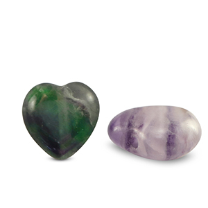 Perline in pietra naturale Fluorite cuore viola-verde bianco