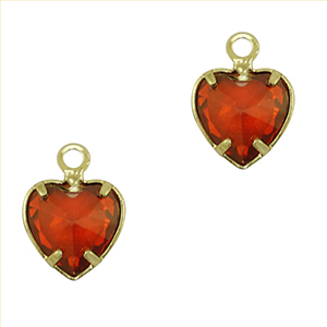 Pendenti di vetro Crystal Glass cuore rosso-oro