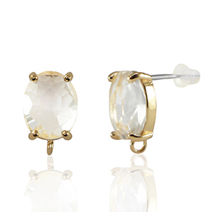 Orecchini con Cristalli con anellino ovale cristallo-oro