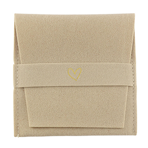 Sacchetto per gioielli cuore beige latte-oro
