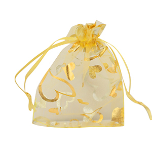 Sacchetti in organza 9x12cm cuore giallo-oro