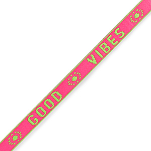 Nastro con testo "good vibes" neon rosa-verde