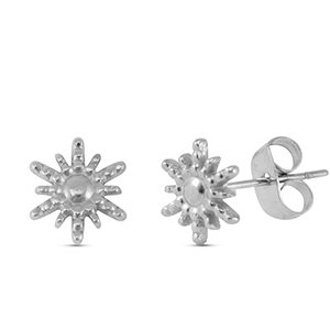 Orecchini in acciaio inossidabile sole argento