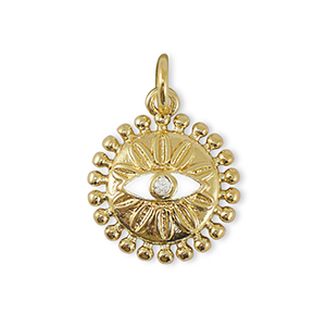 Metallo TQ in ottone ciondolo zirconi 'occhio di Allah' oro
