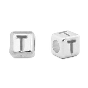 Perline alfabeto di metallo DQ T argento antico (privo di nichel)