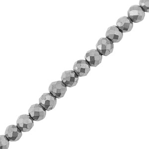Perline di ematite sfaccettata tonda 3mm argento