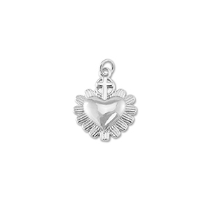 Metallo TQ in ottone ciondolo cuore con croce argento