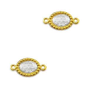 Distanziatore in acciaio inossidabile zircone ovale oro-trasparente