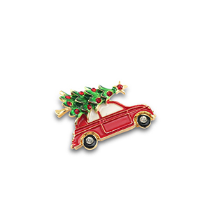 Broches auto con albero di Natale oro-rosso-verde