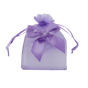 Sacchetti in organza con fiocco viola
