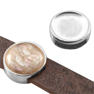 Passanti di metallo DQ castone per cabochon 12mm (per pelle piatta DQ 8 mm) argento antico (privo di nichel)