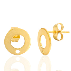 Orecchini in acciaio inossidabile 10mm con anellino oro