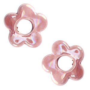 Perline di ceramica greca DQ fiore rosa magenta nebbia