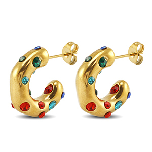 Pendientes Acero Inox oro-rosso-blu-verde