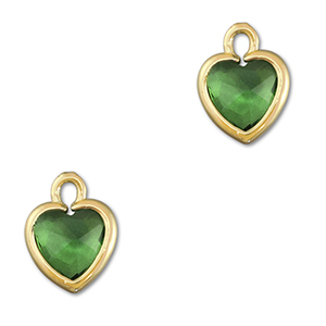 Pendenti di vetro Crystal Glass cuore verde-oro