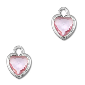 Pendenti di vetro Crystal Glass cuore rosa chiaro-argento
