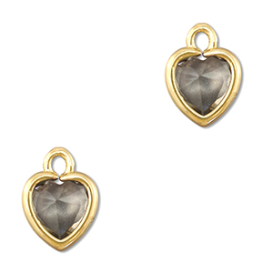 Pendenti di vetro Crystal Glass cuore grigio chiaro-oro