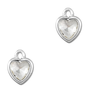 Pendenti di vetro Crystal Glass cuore trasparente-argento