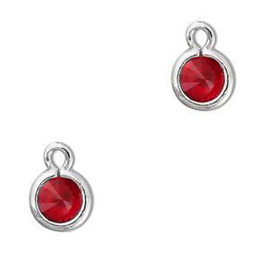Pendenti di vetro Crystal Glass tonda rosso-argento