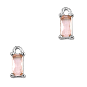 Pendenti di vetro Crystal Glass rettangolo rosa chiaro-argento