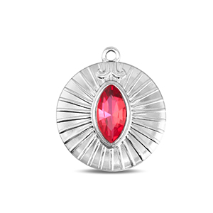 BY31&reg; Ciondoli in acciaio inossidabile tonda argento-rosa opale delicata