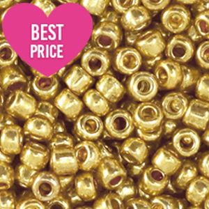 Perline di vetro rocailles 6/0 (4 mm) oro metallico luminoso