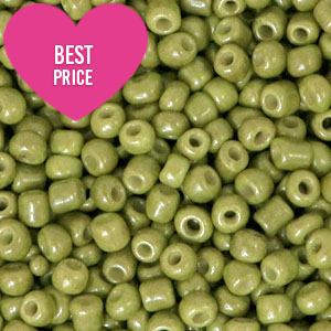 Perline di vetro rocailles 12/0 (2 mm) verde boschetto in fiore