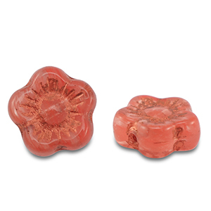 Perline Rep. Ceca sunset flower 10mm trasparente rosso