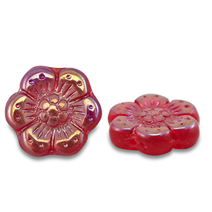 Perline Rep. Ceca boho flower 14mm trasparente rosso-rivestimento AB