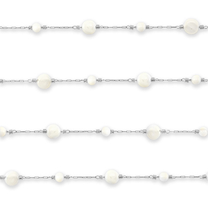 Componenti in acciaio inossidabile catena a rol&ograve; tonda argento-biancastro