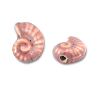 Perline di ceramica conchiglia rosa vintage