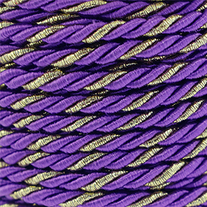 Cordoncino alla moda spirale 3mm viola-oro