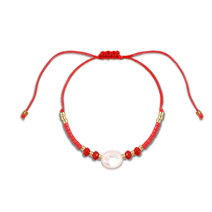Braccialetti alla moda perline miste rosso-bianco-oro