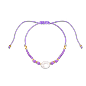 Cavigliere alla moda perline miste viola-bianco-oro