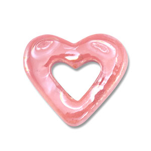 Perline di ceramica greca DQ cuore rosa malva