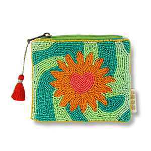Pochette sole con cuore verde-arancione-rosso