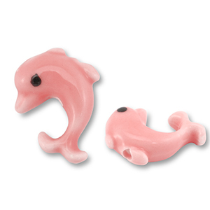 Perline di ceramica delfino rosa corallo