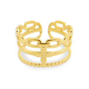 Anelli in acciaio inossidabile fiore oro