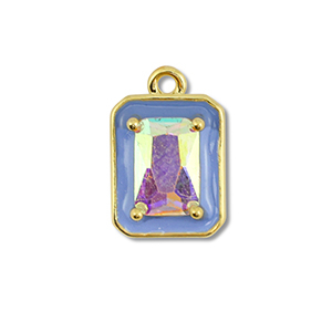 Metallo TQ in ottone ciondolo rettangolo oro-blu-rivestimento AB