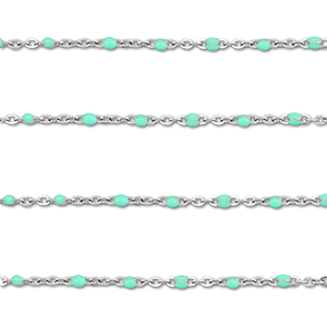 Componenti in acciaio inossidabile 1mm catena argento-turchese menta