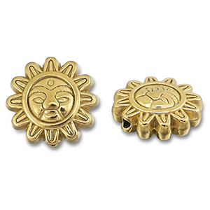 Perline in acciaio inossidabile fiore con faccia oro