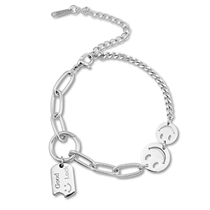 Bracciali in acciaio inossidabile smiley argento