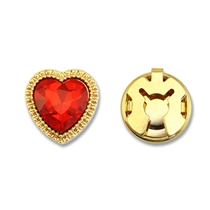 Copri bottoni in ottone Eco-brass&reg; cuore oro-rosso