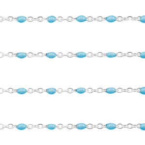 Componenti in acciaio inossidabile 1 mm catena stile rosario verde turchesa-argento