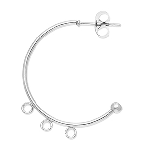 Componenti in acciaio inossidabile orecchini a cerchio con 3 anellini argento