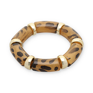 Bracciali in resina con stampa leopardo oro-trasparente marrone ambra chiaro-nero