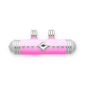 Message beads ciondoli in acciaio inossidabile argento-rosa-trasparente